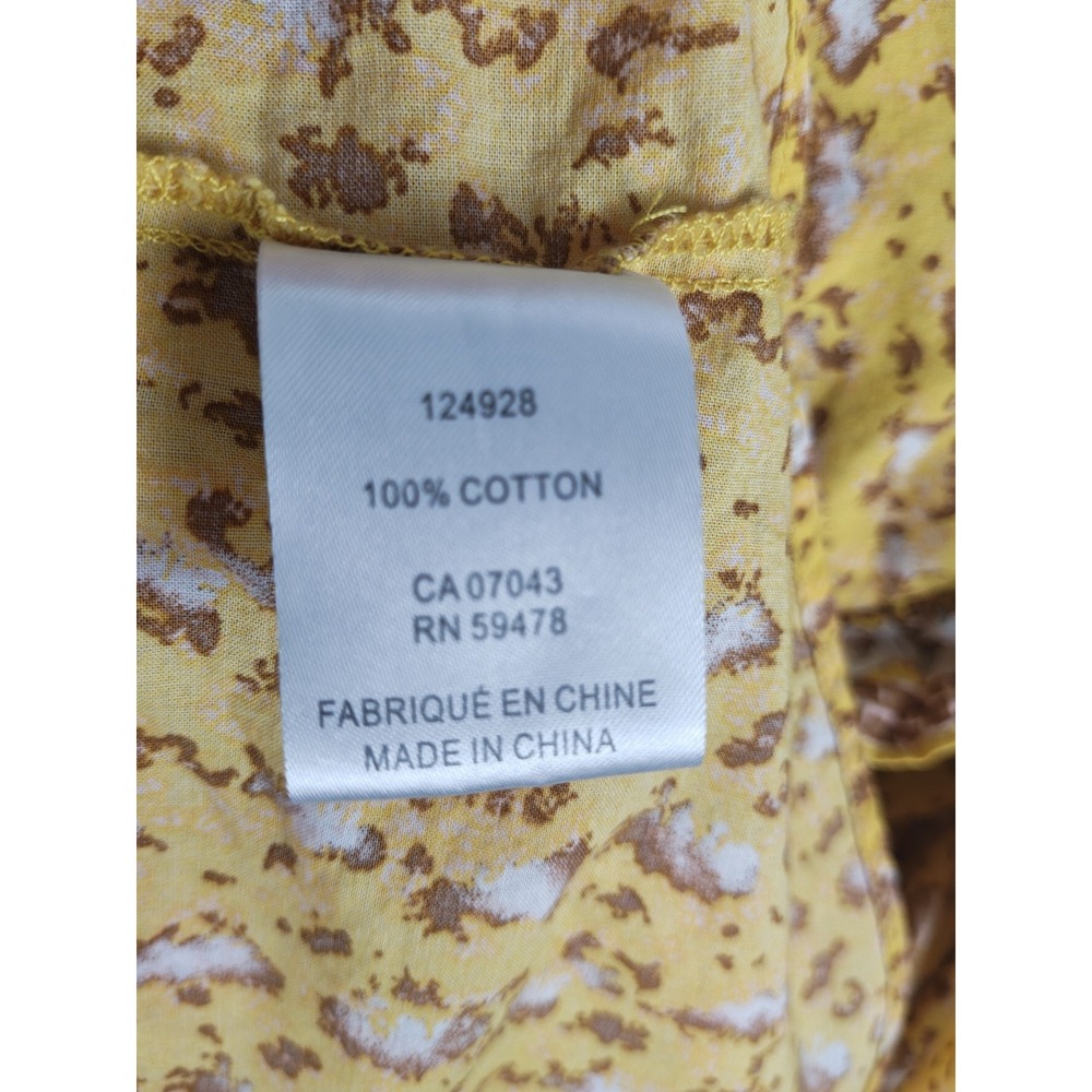 Joie Women's XL Floral Blouse Yellow Brown Boho Prairie Ruffle Puff Sleeve... - Picture 7 of 10